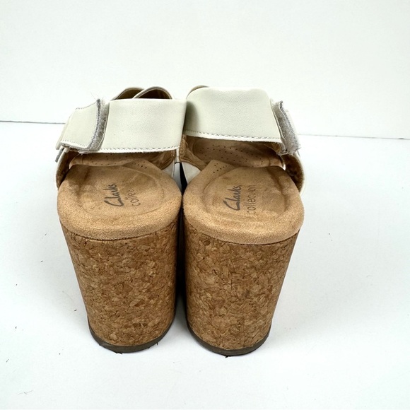 Clarks Collection Ivory Nerisa West Buckle Cork Wedge Sandals Sz 10 Comfort Shoe - Picture 5 of 9
